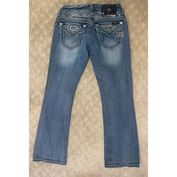 MissMe Jeans Women's Size 27X31 Dark Wash Boot Cut Bling Cross Pocket JE5124B13R - Picture 1 of 5